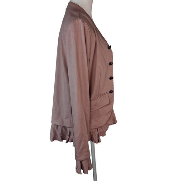 Dusty Rose Pink Fashion Jacket Ruffles Feminine Romantic Girly Military Style - Picture 4 of 9